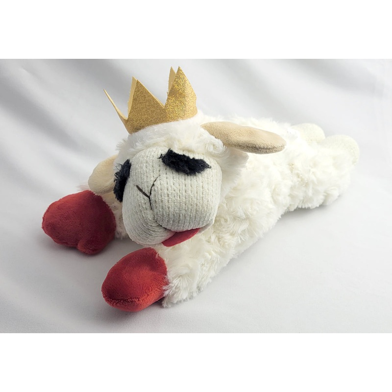 Multipet Lamb Chop with Crown Medium 10.5 Plush Dog Toy