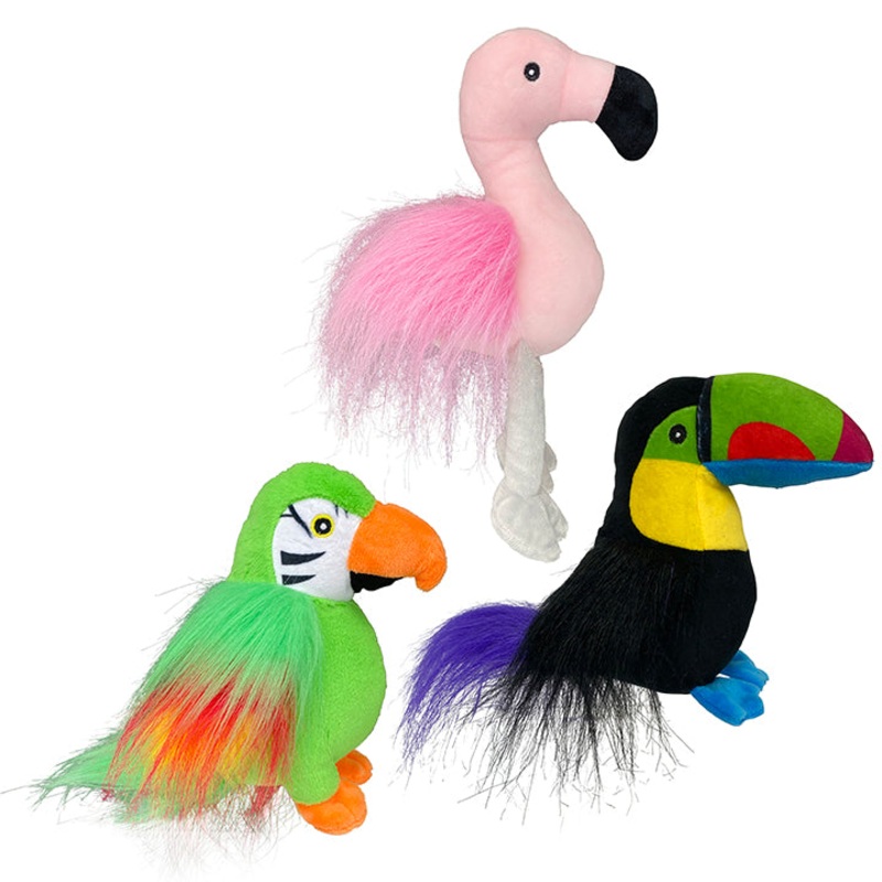 Multipet Margaritaville Tropical Birds Plush Dog Toy Assorted 10.5