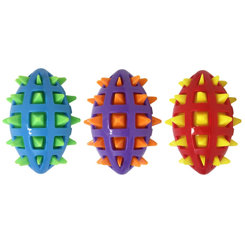 Multipet Spike TPR Football Dog Chew Toy Assorted Colors 5