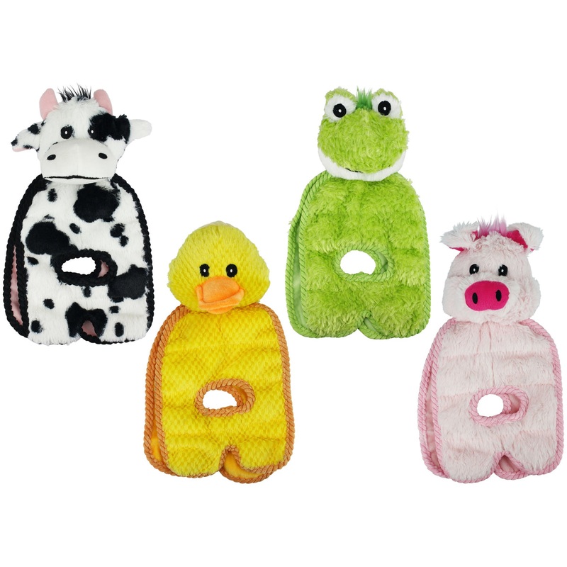 Multipet Tug O War Squeaker Mat Plush Toy Assorted Animals 14
