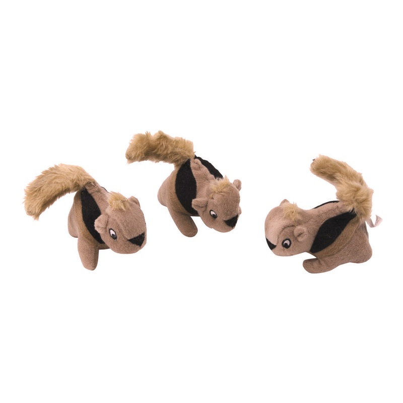 Outward Hound Squeakin’ Squirrels Plush Dog Toy Brown 3pc