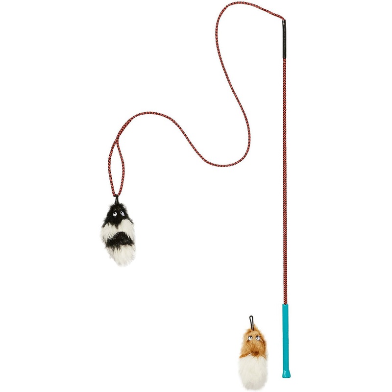 Outward Hound Tail Teaser Dog Wand Lure Toy w/ Refill Black