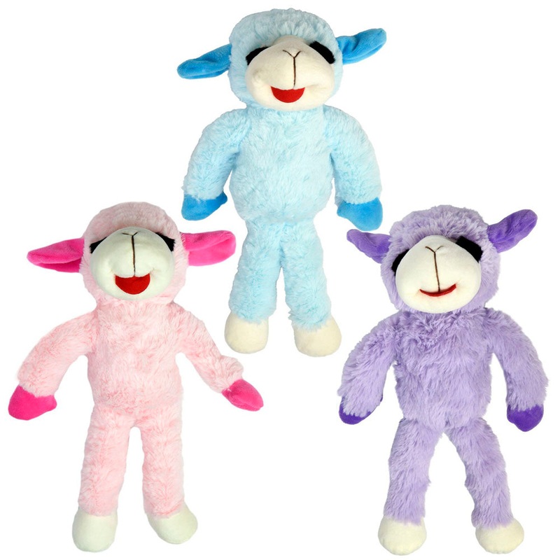 Pet Envy Floppy Lamb Chop Plush Dog Toy Assorted Colors 14