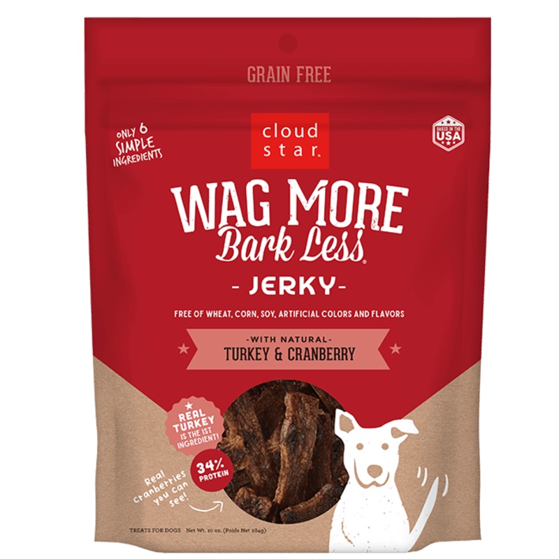 Cloud Star Wag More Bark Less Grain Free Jerky Turkey And Cranberry Recipe Dog Treats (RETIRED)