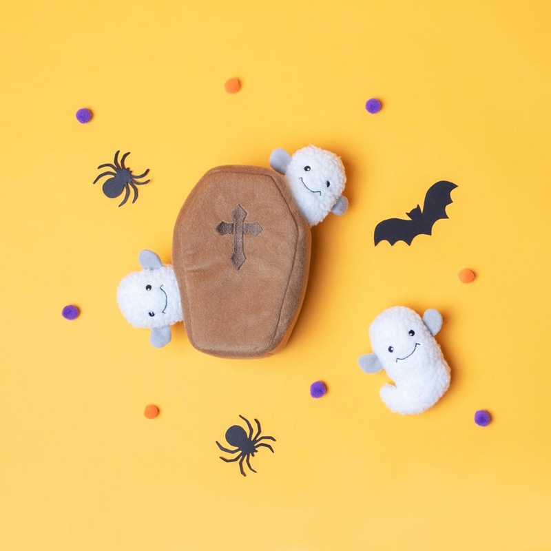 Zippy Paws Coffin With Ghosts Burrow Dog Toy