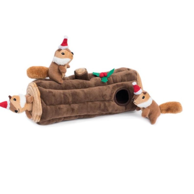 Zippy Paws Holiday Burrow Yule Log Dog Toy