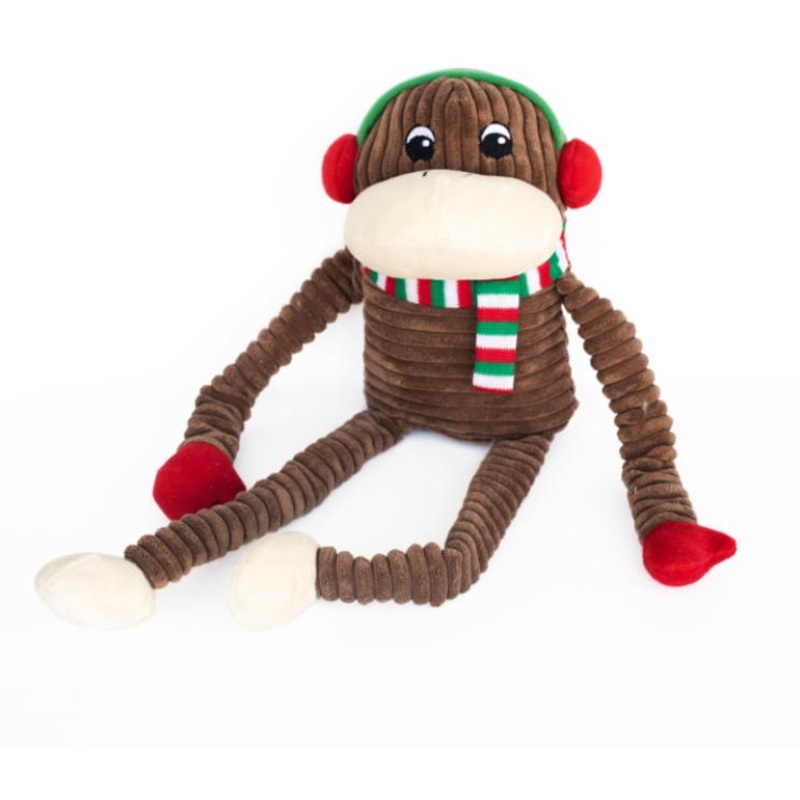 Zippy Paws Holiday Crinkle Monkey Dog Toy