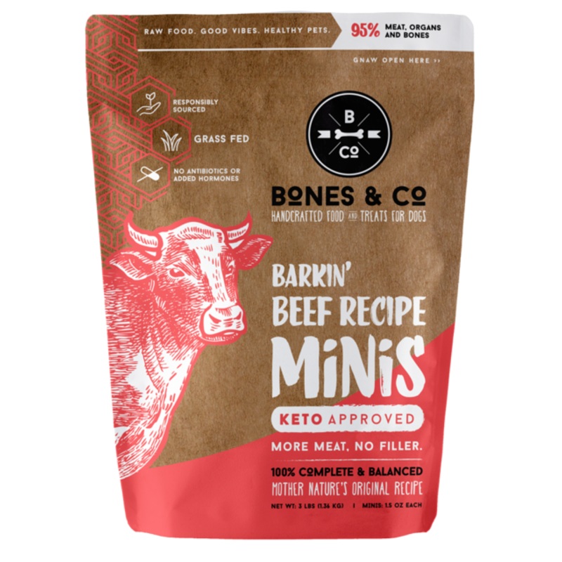 Bones & Co Barkin’ Beef Recipe Frozen Patties Dog Food