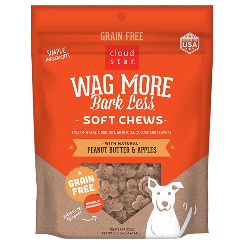Cloud Star Wag More Bark Less Grain Free Peanut Butter & Apples Soft & Chewy Dog Treats