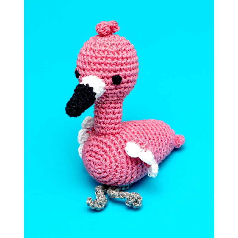 Fergie the Flamingo Organic Cotton Knit Dog Toy