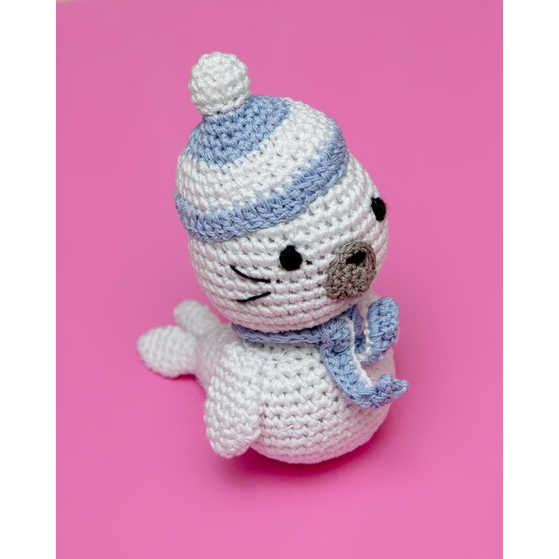 Sammy The Seal Organic Cotton Knit Dog Toy