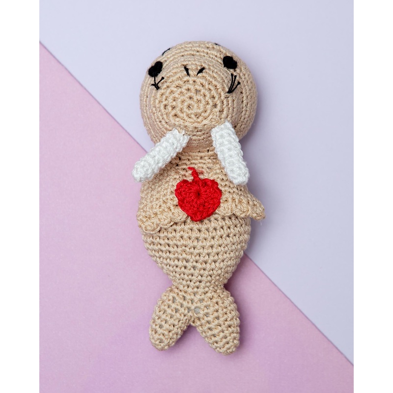 Walter the Walrus Organic Cotton Knit Dog Toy