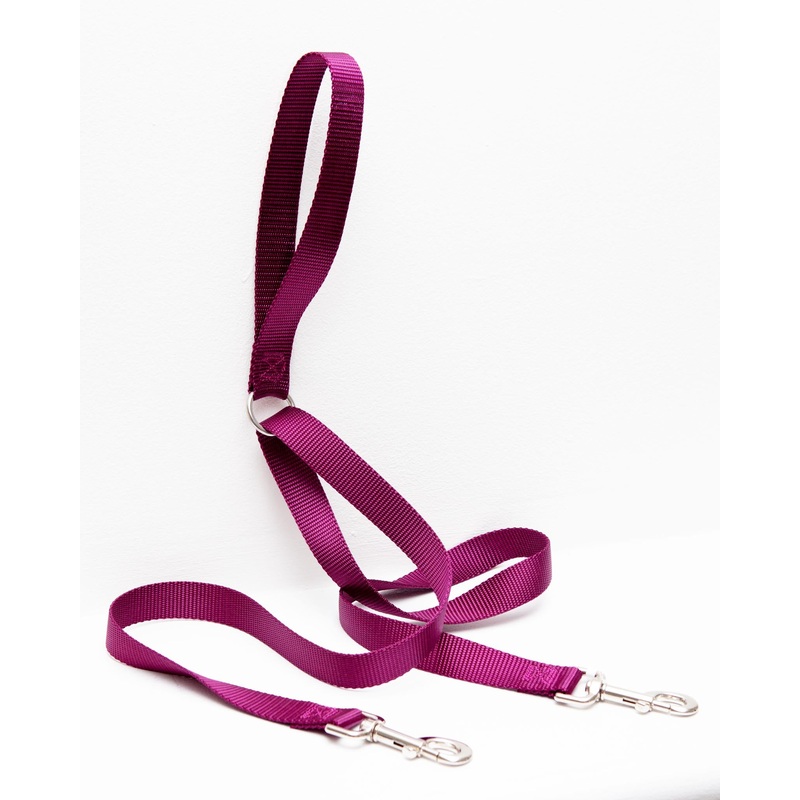 Double Clip Training Leash in Burgundy (Made in the USA)