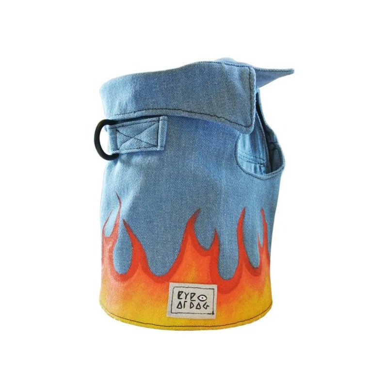 EYE OF DOG | Flames Vest in Blue Denim