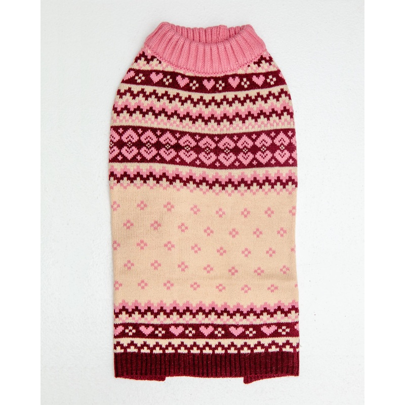 Hearts Fair Isle Dog Turtleneck Sweater