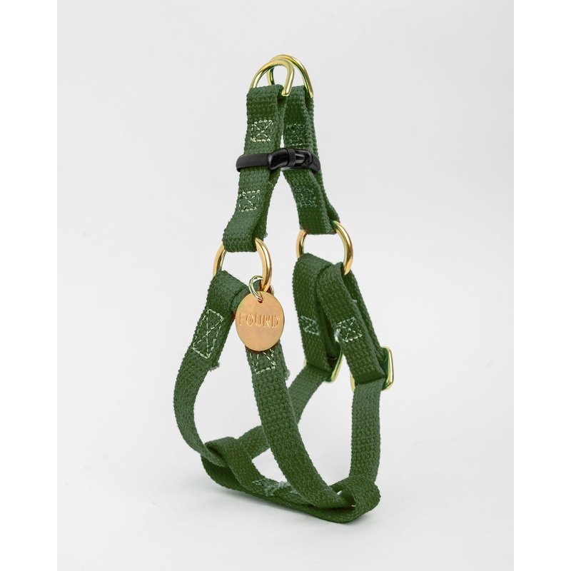 Cotton Webbing Dog Harness in Olive (Made in the USA) (FINAL SALE)