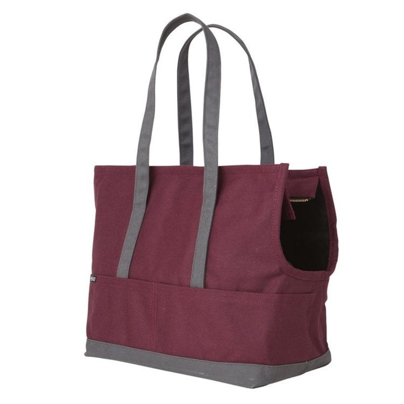LOVE THY BEAST | Canvas Pet Tote in Maroon & Dark Grey