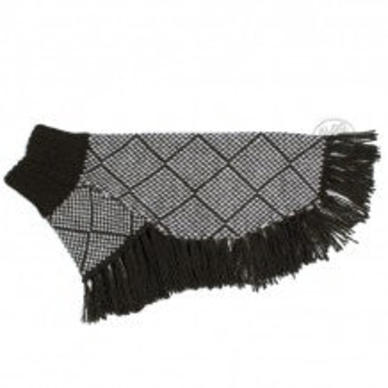 ALQO WASI | Diamond Sweater Poncho in Black + White
