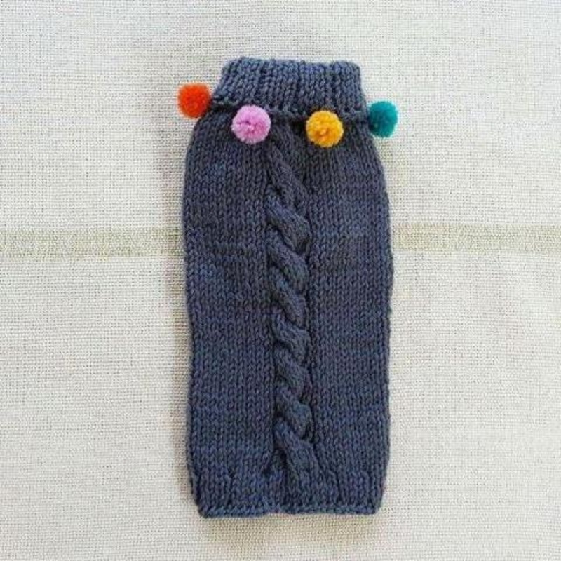 CASA LUNA | Cable Knit Pom-Pom Sweater in Charcoal Grey