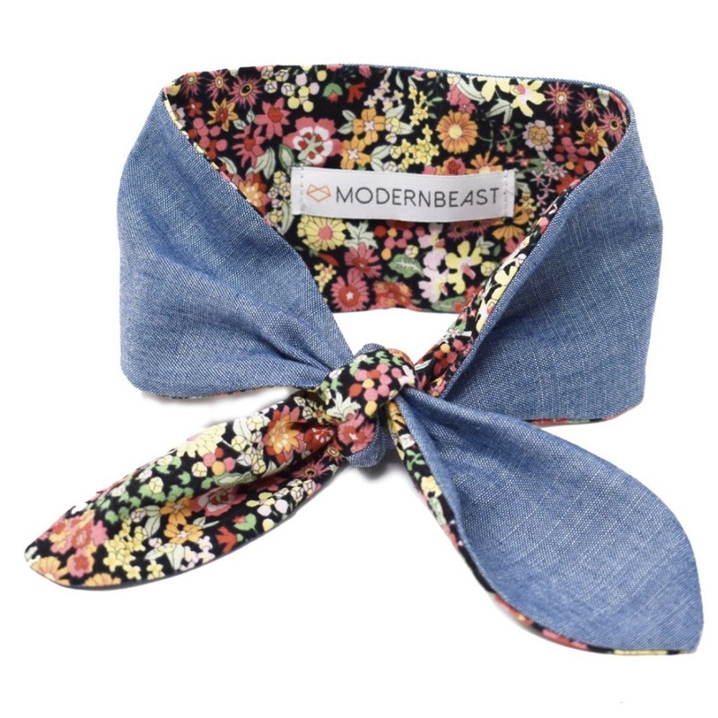 MODERN BEAST | Chambray Neck Tie in Black Floral