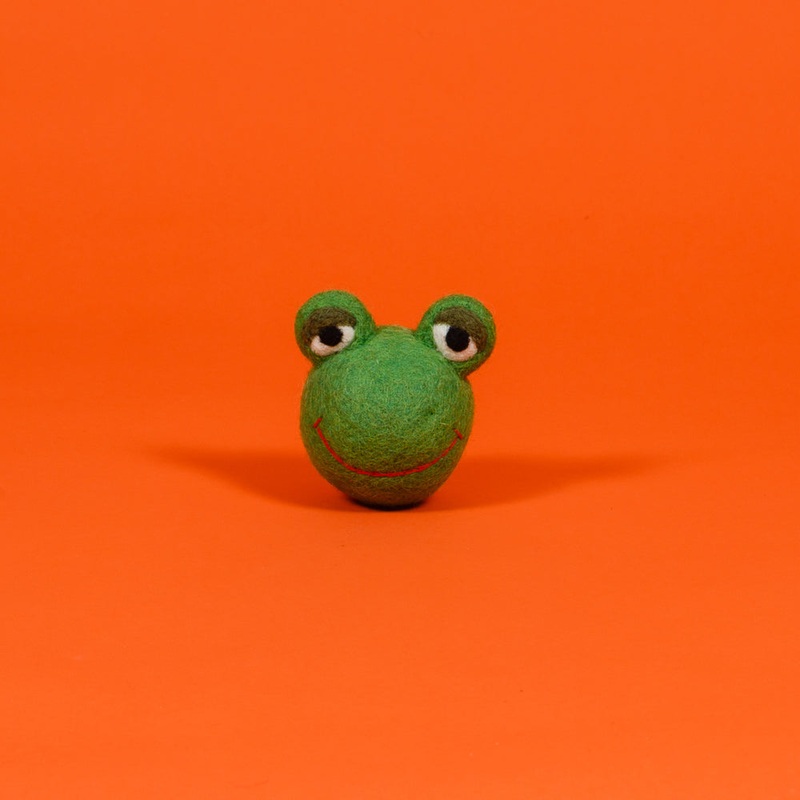 WARE of the DOG | Boiled Wool Frog Face Ball Toy