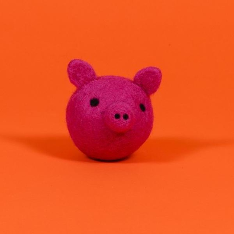 WARE of the DOG | Boiled Wool Pig Face Ball Toy