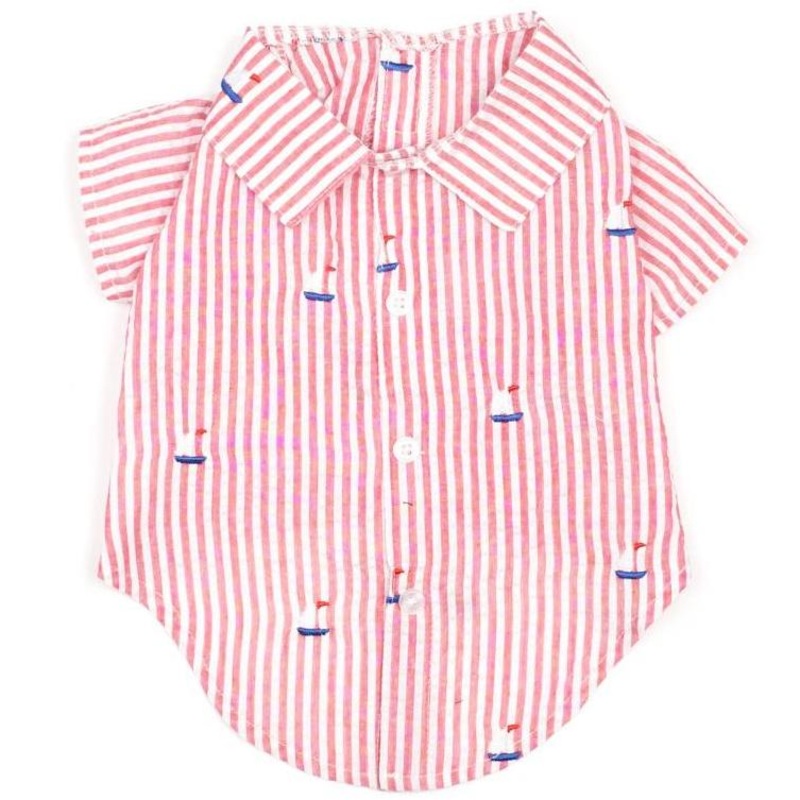 THE WORTHY DOG | Sailboat Shirt with Red Stripes