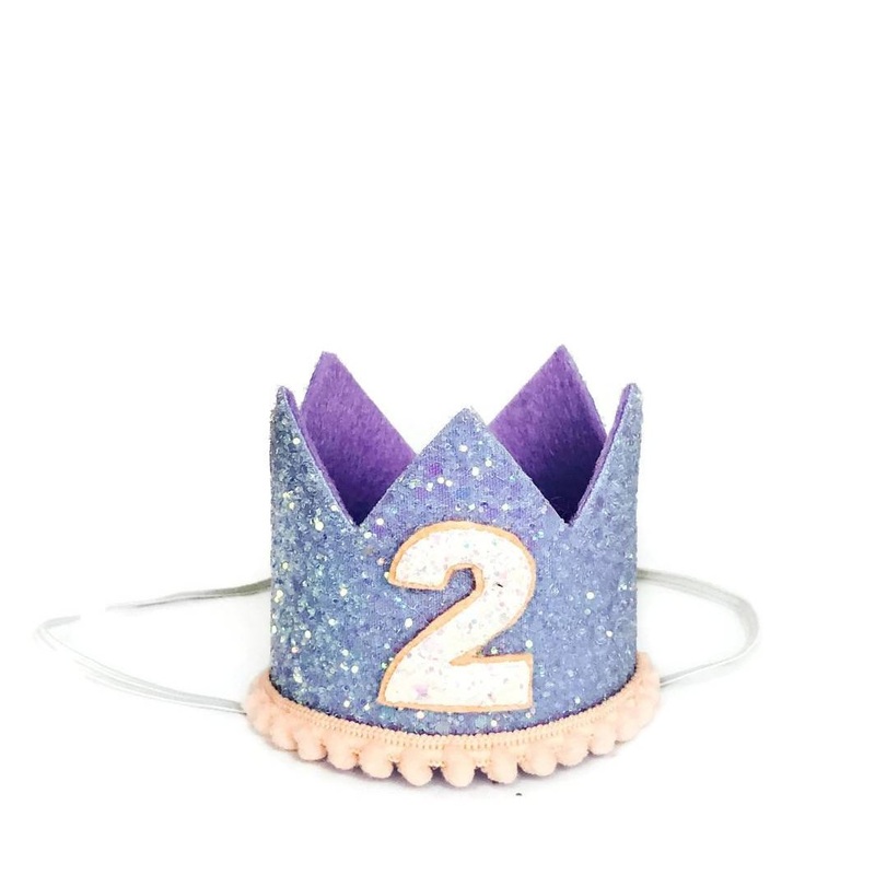 BUSTER’S PARTY SHOP | Lilac Glitter Crown with Peach Trim