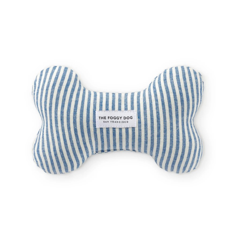 Lake Blue Stripe Dog Bone Squeaky Toy (FINAL SALE)