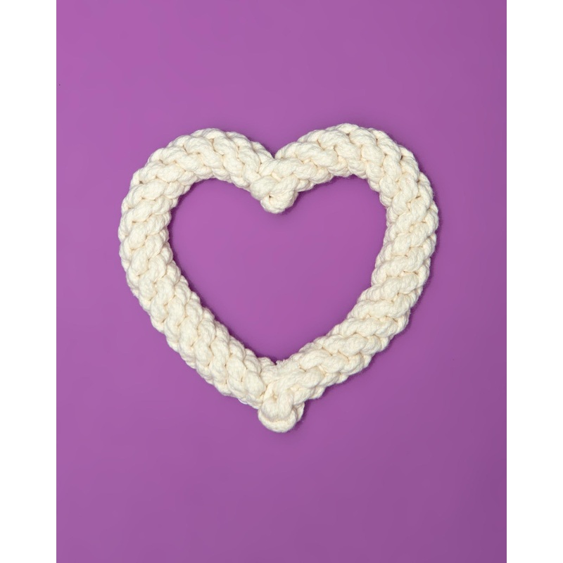 Natural White Heart Dog Rope Toy