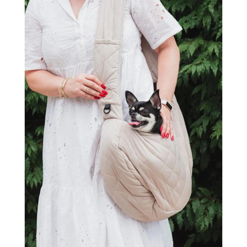 Quilted Crossbody Dog Sling|Grey|Sandstone