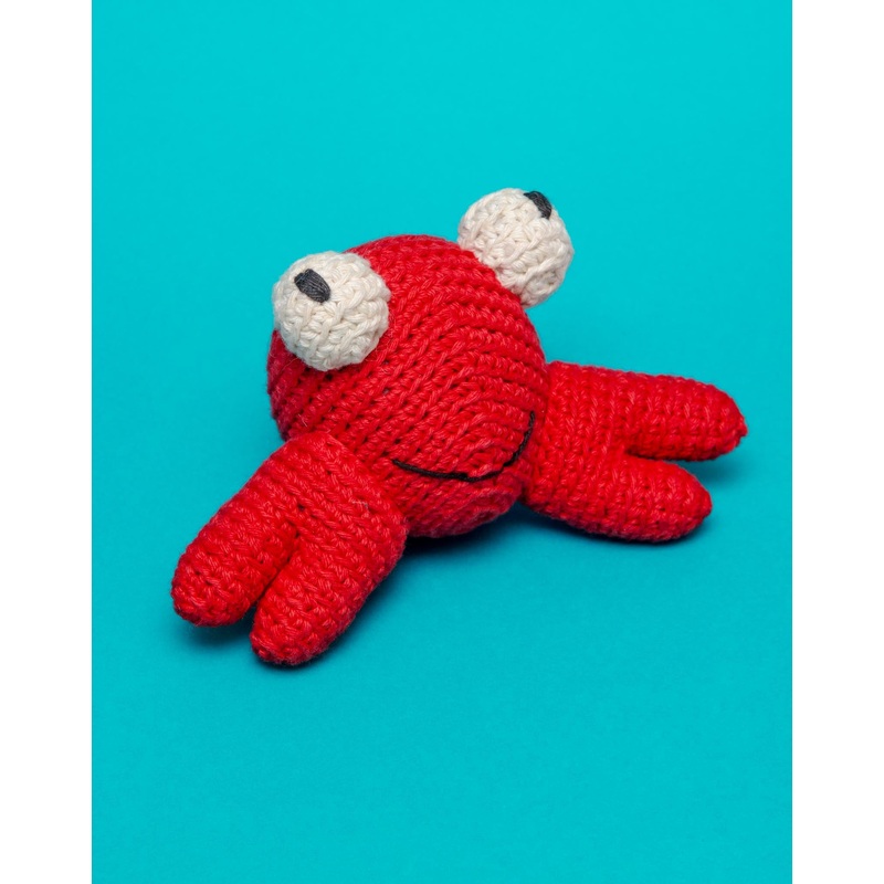 Cotton Crochet Crab Squeaky Plush Dog Toy