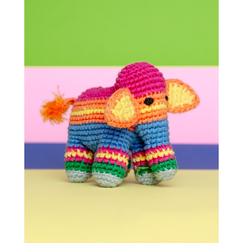 Cotton Crochet Striped Elephant Squeaky Toy for Dogs