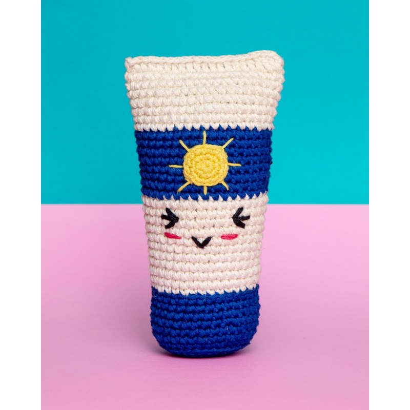 Cotton Crochet Sun Tan Lotion Squeaky Toy for Dogs