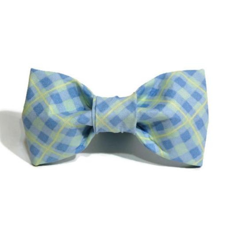 TRISH HAMPTON | Light Blue & Pale Yellow Plaid Bow Tie