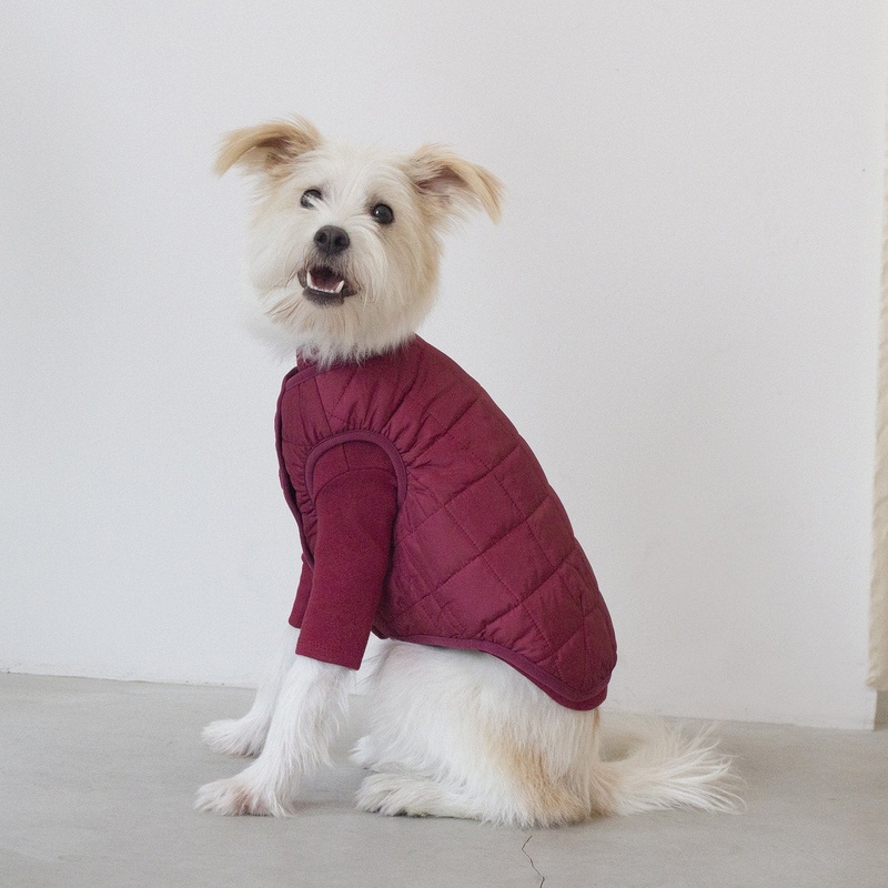 DENTISTS APPOINTMENT | Warm Quilted Vest in Burgundy (w/ Harness Hole)