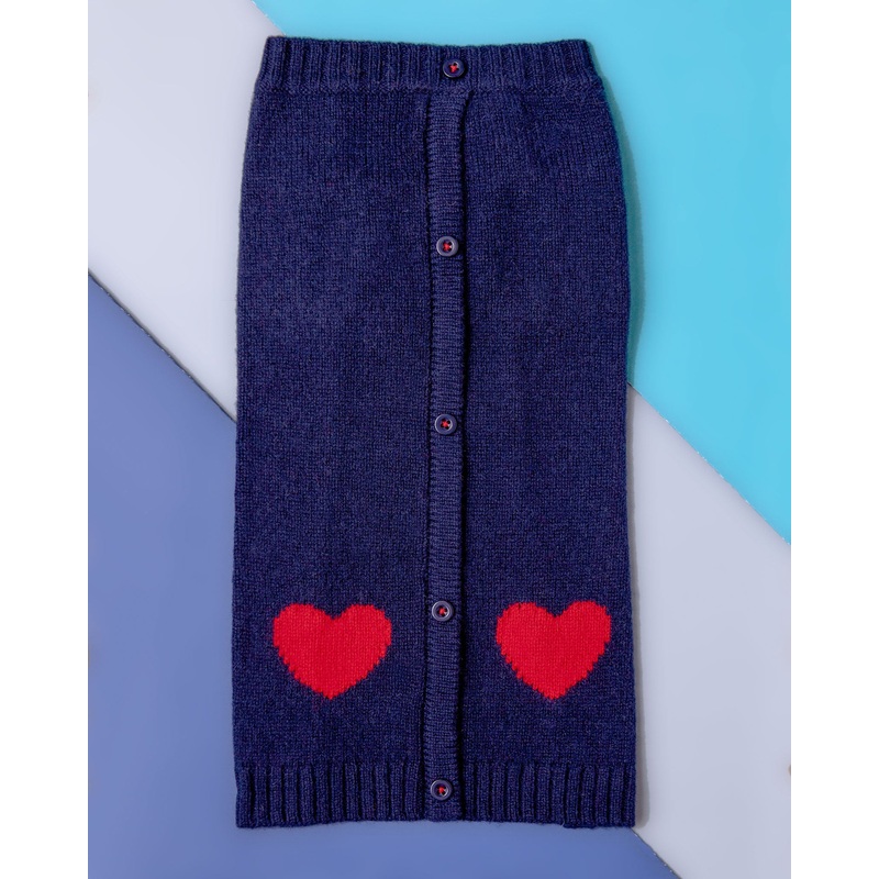 Heart Cardigan Dog Sweater in Navy (FINAL SALE)