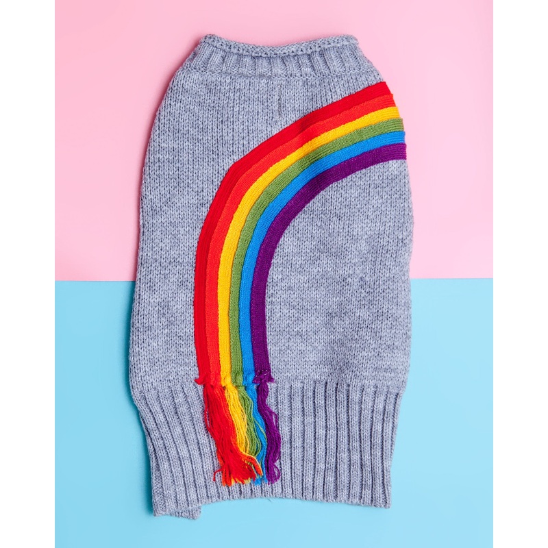 Rainbow Fringe Knit Dog Sweater (FINAL SALE)