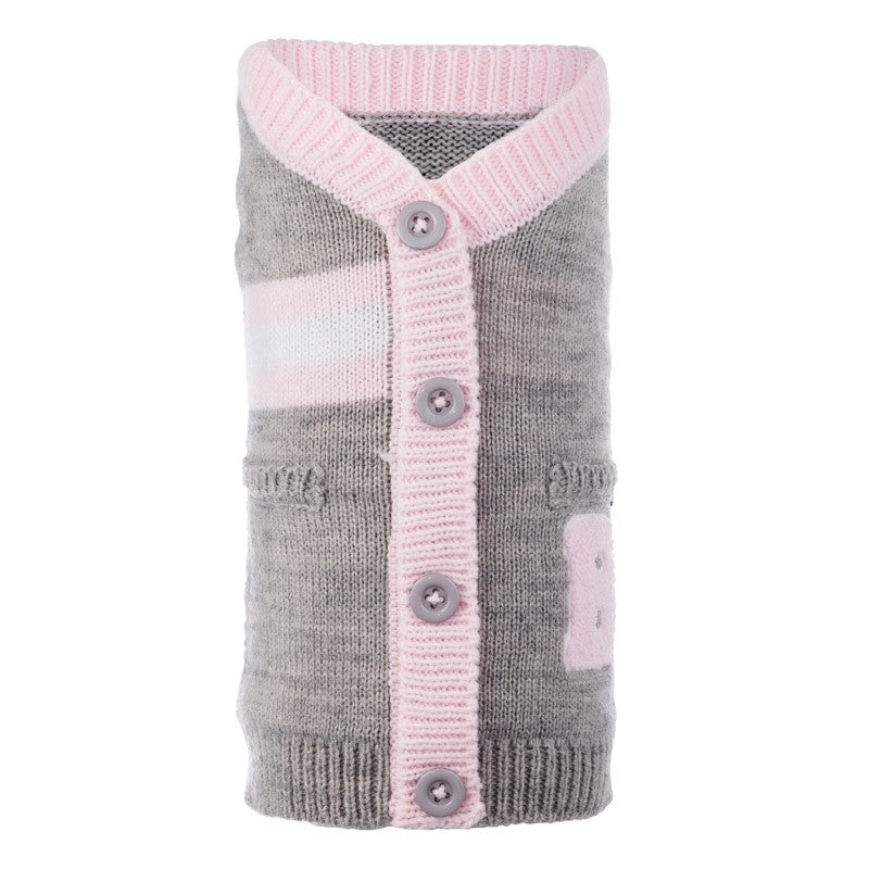 THE WORTHY DOG | Varsity Cardigan in Pink & Grey