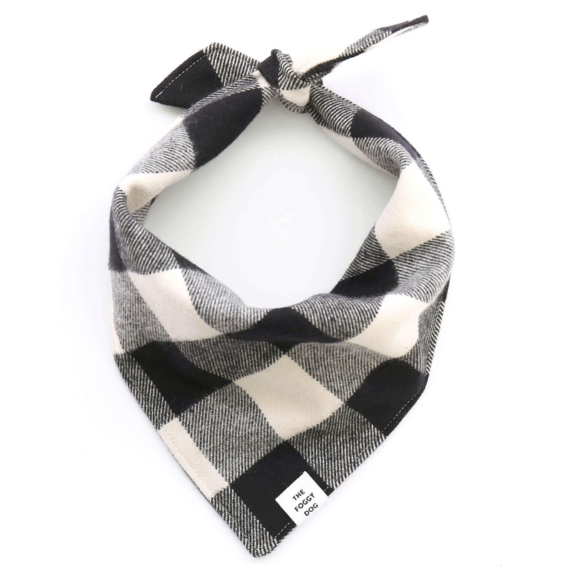 THE FOGGY DOG | Black and White Check Flannel Bandana