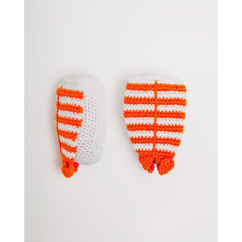 Shrimp Sushi Squeaky Knit Dog Toy