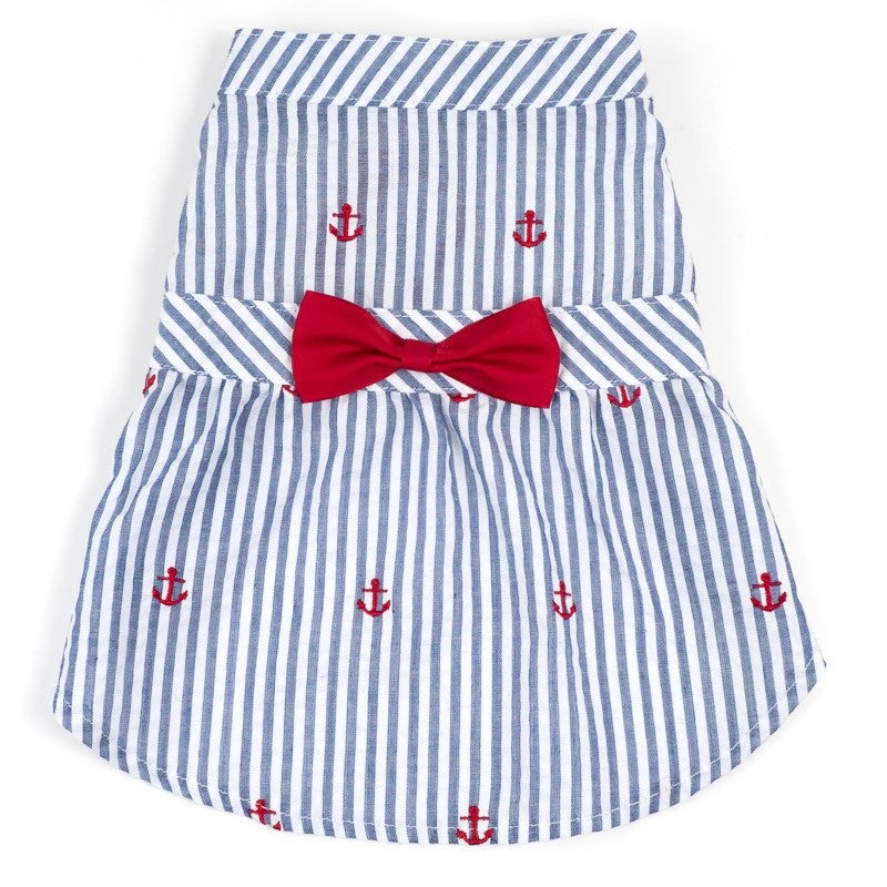 THE WORTHY DOG | Anchor Dress in Navy Stripe