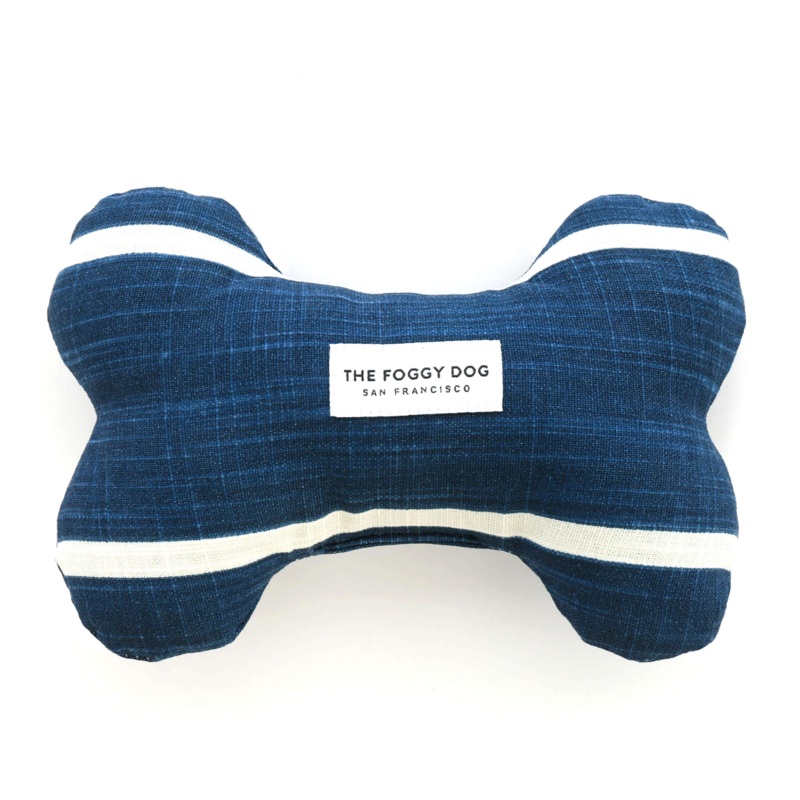 THE FOGGY DOG | Modern Stripe Bone Toy in Navy