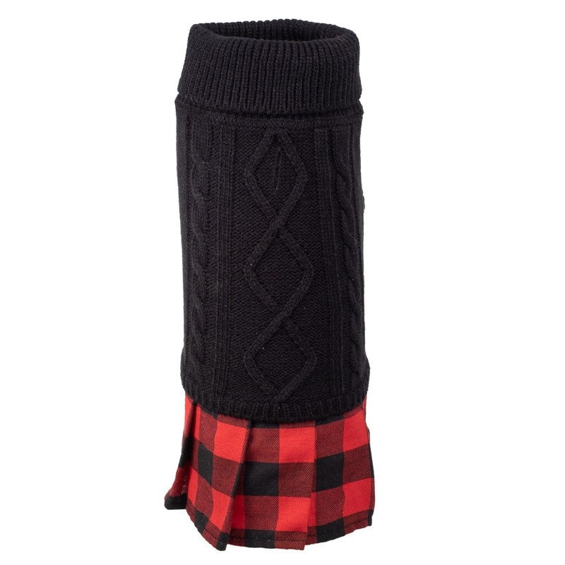 WORTHY DOG | Turtleneck Dress in Black & Buffalo Check