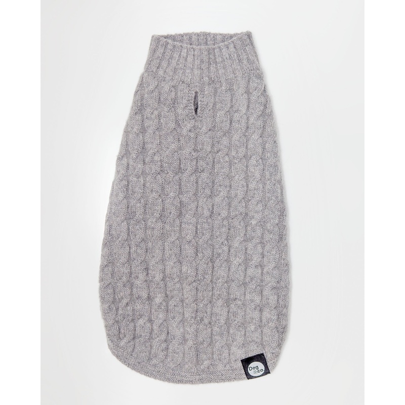 The Topo Cashmere Cable Knit Dog Sweater in Brume Grey (Made in NYC)