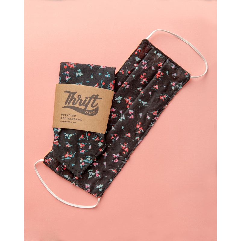 Face Mask & Dog Bandana Set in Black Floral