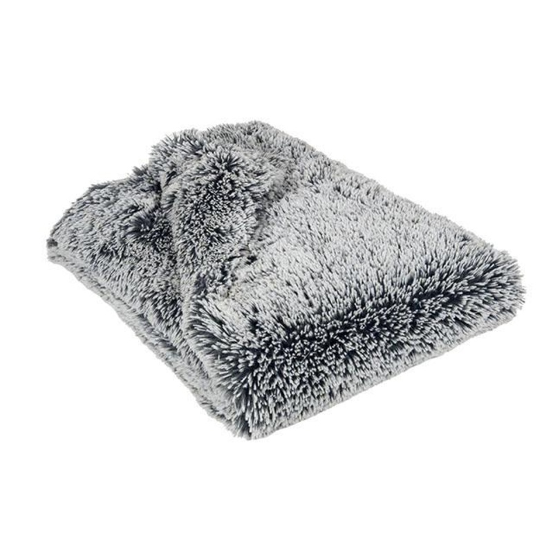 Faux Fur Blanket in Slate & Blue Steel