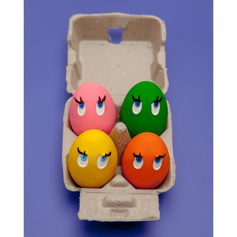 Multi-Color Squeaky Latex Dog Toy Egg Carton