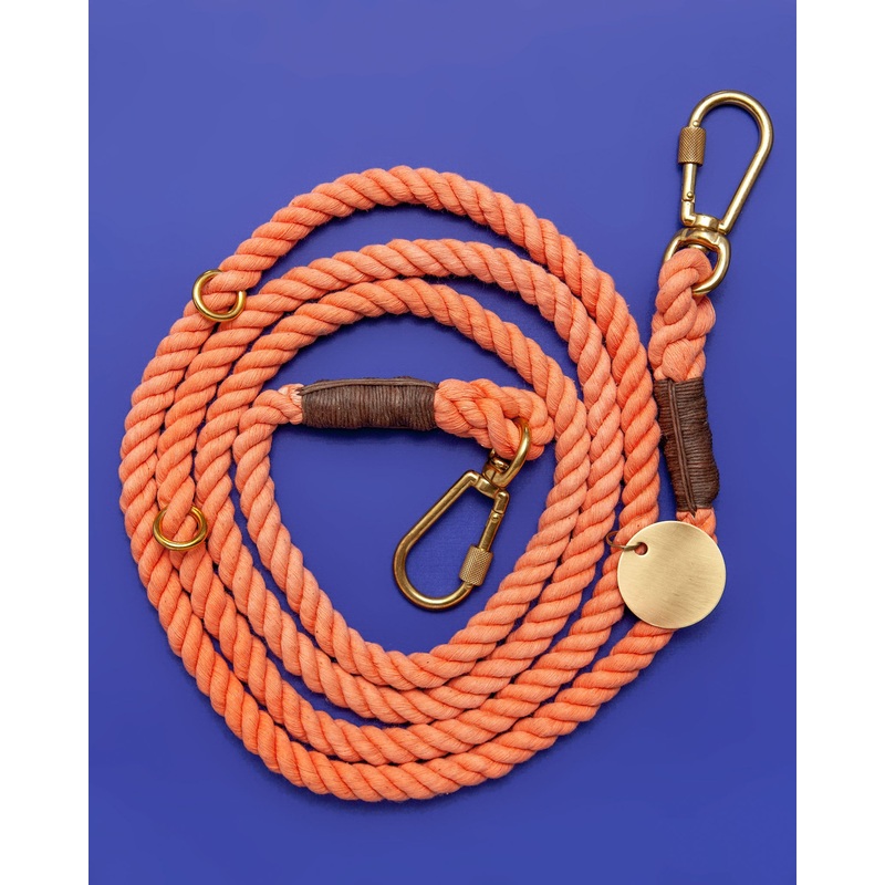 Adjustable Rope Lead in Peach (Made in the USA)