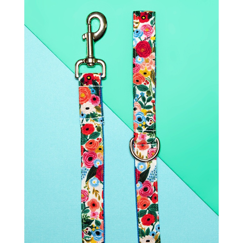 Blue Floral Print Dog Leash (Made in the USA)